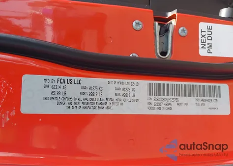 2020 Dodge Charger Sxt Rwd из США, поврежденный, VIN 2C3CDXBG7LH123786